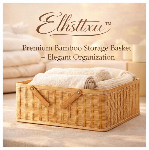 Elhsttxu™ Premium Bamboo Storage Basket – Elegant Organization