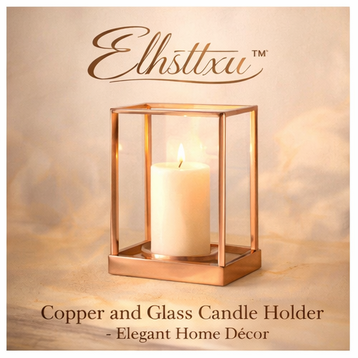Elhsttxu™ Copper and Glass Candle Holder – Elegant Home Décor