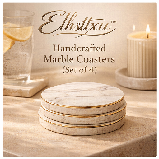 Elhsttxu™ Handcrafted Marble Coasters (Set of 4)
