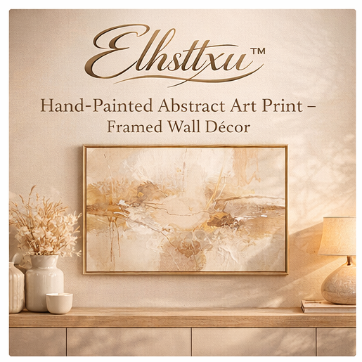 Elhsttxu™ Hand-Painted Abstract Art Print – Framed Wall Décor